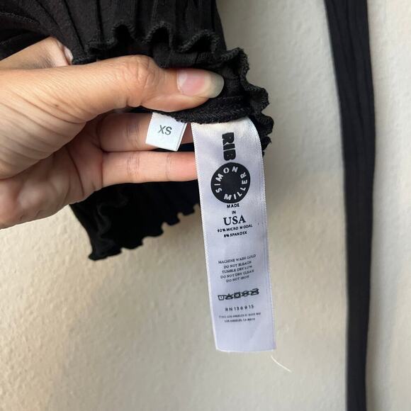 Simon Miller Vedado Black Ribbed One Shoulder Top Size XS - Picture 3 of 4